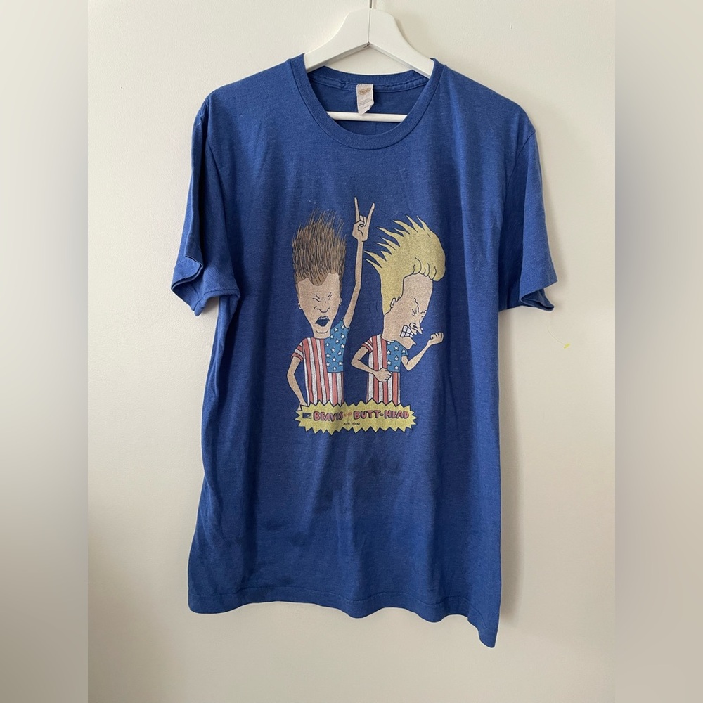 Beavis and Butthead Fourth of July ready. Preowned 2019 Blue Graphic T-Shirt